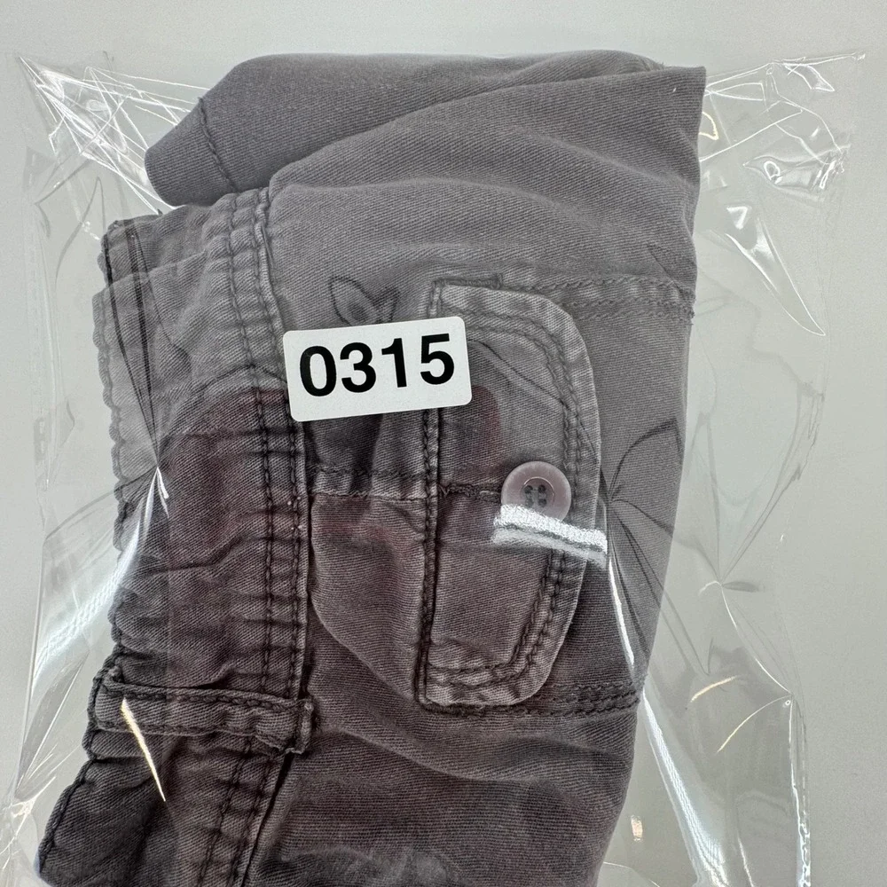 Iris Basic Womens Utility Shorts Charcoal Gray Stretch Cotton Size M Floral Trim